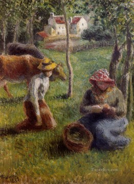 pastor de vacas 1883 Camille Pissarro Pinturas al óleo